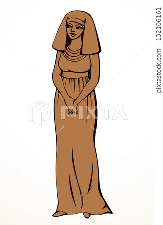 Vector drawing. Egyptian young woman 132106161
