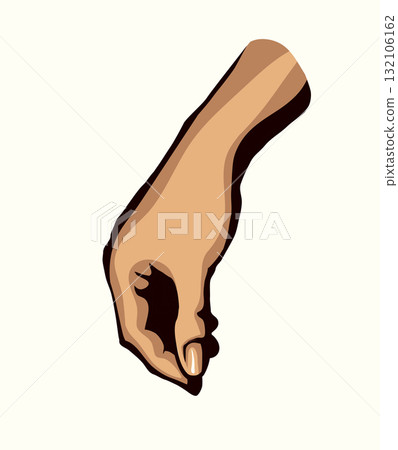 A hand is holding a pinch of salt. Vector drawing 132106162