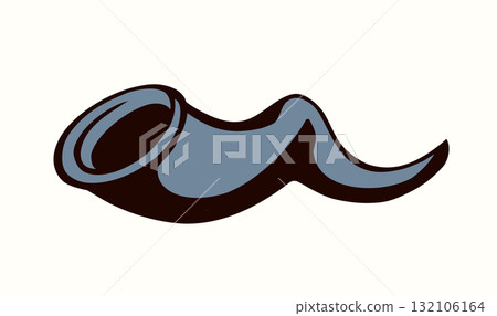 Vector drawing. Jewish ritual horn shofar 132106164