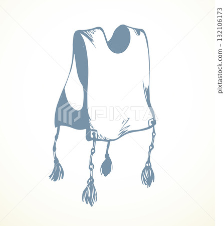 Vector drawing. Jewish clothing tzitzit 132106173