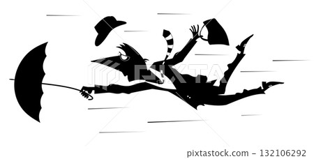 umbrella, man, silhouette 132106292