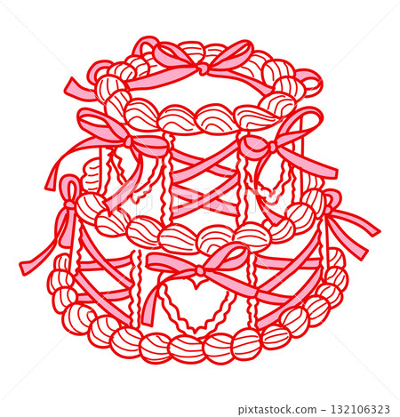 Charming pink corset ribbon cake illustration vintage bakery dessert art coquette aesthetic kawaii sweet confectionery design romantic patisserie style elegant line art Charming pink corset ribbon cake illustration vintage bakery dessert art coquette aesthetic kawaii sweet confectionery design romantic patisserie style elegant line art 132106323
