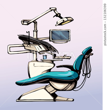 Stogmatology chair and accessories. Vector drawing 132106399