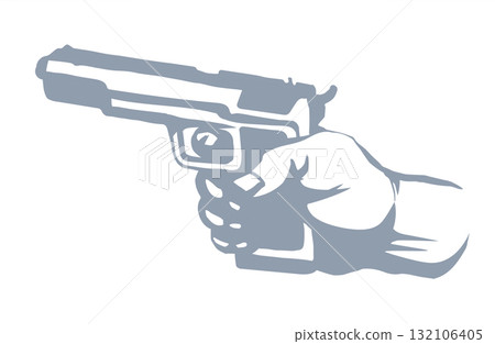 Hand with a gun. Vector drawing Hand with a gun. Vector drawing 132106405