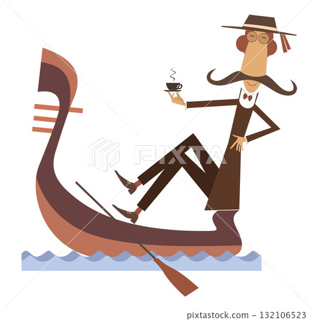 boat, man, vector 132106523