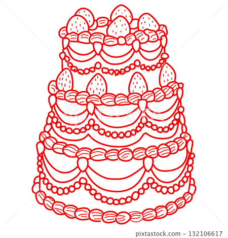 Whimsical strawberry layer cake illustration vintage bakery dessert art coquette aesthetic kawaii sweet confectionery design romantic patisserie style elegant line art Whimsical strawberry layer cake illustration vintage bakery dessert art coquette aesthetic kawaii sweet confectionery design romantic patisserie style elegant line art 132106617