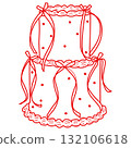 Cute ribbon polka cake illustration vintage bakery dessert art coquette aesthetic kawaii sweet confectionery design romantic patisserie style elegant line art 132106618