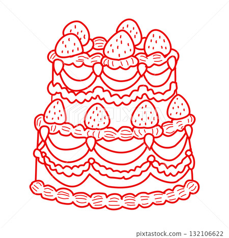 Whimsical strawberry tier cake illustration vintage bakery dessert art coquette aesthetic kawaii sweet confectionery design romantic patisserie style elegant line art Whimsical strawberry tier cake illustration vintage bakery dessert art coquette aesthetic kawaii sweet confectionery design romantic patisserie style elegant line art 132106622