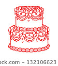 Charming bow lace cake illustration vintage bakery dessert art coquette aesthetic kawaii sweet confectionery design romantic patisserie style elegant line art 132106623