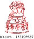 Elegant rose floral cake illustration vintage bakery dessert art coquette aesthetic kawaii sweet confectionery design romantic patisserie style wedding line art 132106625