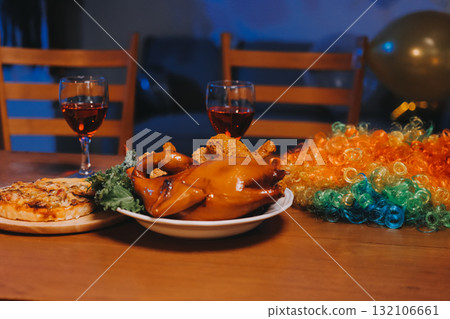 Joyful office Halloween party with coworkers in costumes, celebrating with drinks and laughter, fostering teamwork and festive spirit Joyful office Halloween party with coworkers in costumes, celebrating with drinks and laughter, fostering teamwork and festive spirit 132106661