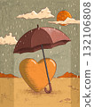 Heart and umbrella under the rain 132106808