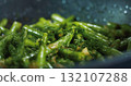 Cooked Green Beans Sprinkled with Dill . Close up Vegetarian Meals with Beans. 132107288
