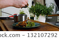 Duck Steak over Green Beans Appetizing Duck Meal 132107292