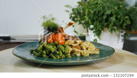 Appetizing Duck Meal Close Up, Gourmet Meal Appetizing Duck Meal Close Up, Gourmet Meal 132107294