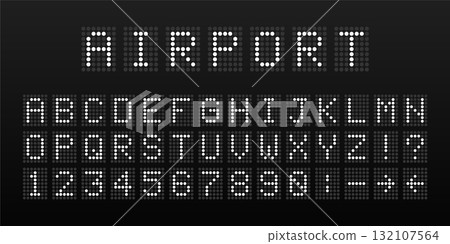 Airport LED dot matrix display alphabet and numbers set 132107564