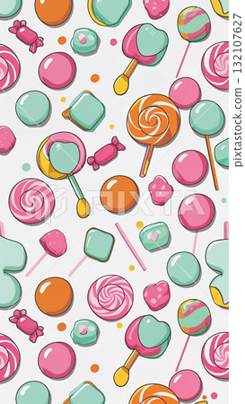 Pop mixed candy pattern in pink, mint, and orange 132107627