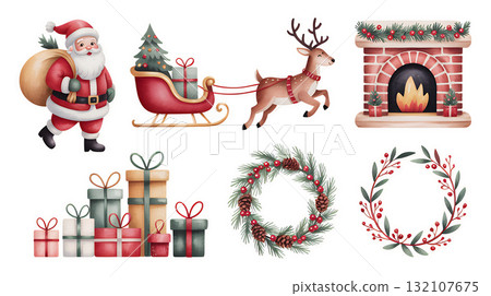 聖誕老人雪橇和舒適聖誕套裝 132107675
