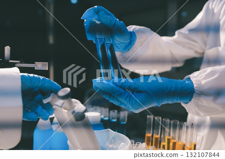Researchers working in the clinical laboratory 132107844