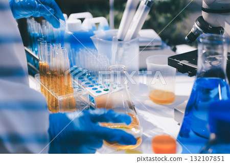 Researchers working in the clinical laboratory 132107851