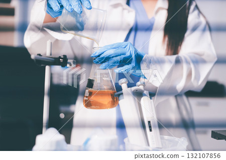 Researchers working in the clinical laboratory 132107856