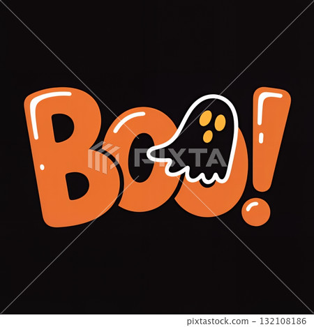 Boo! Ghost Typography Orange Style 132108186