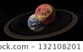 Overlapping Planets with Shared Ring System 132108201