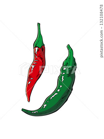 辣椒插畫顏色 132108478