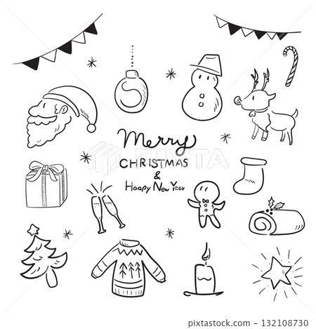 手繪聖誕節插圖集 手繪聖誕節插圖集 132108730