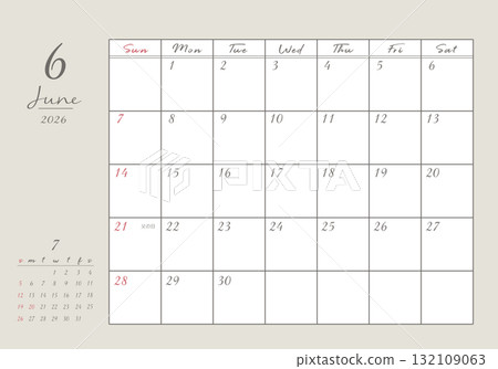 June 2026 Stylish Writing Calendar June 2026 Stylish Writing Calendar 132109063