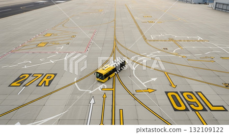 Airport Shuttle Bus On Taxiway 132109122