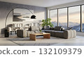 Modern Gray Sectional Sofa in a Mountain View Living Room 132109379