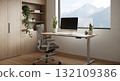 Modern Home Office With Mountain View 132109386