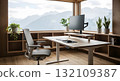 Modern Home Office With Mountain View 132109387