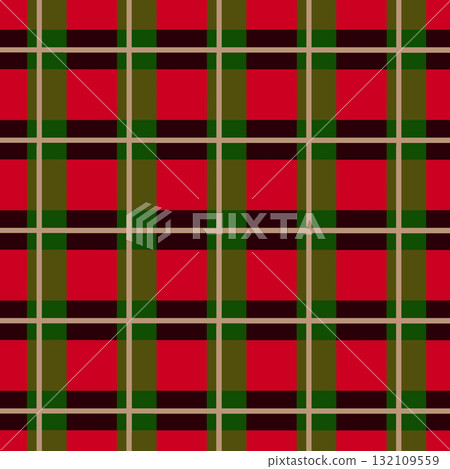 A calm tartan check pattern background material with striking red and beige lines 132109559