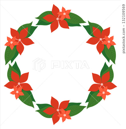 Vector wreath with poinsettia flower for Christmas greeting cards and decor 132109569