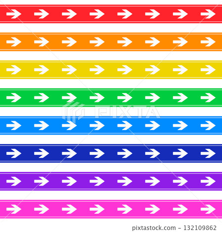 Simple banner material with arrows lined up. Colorful material set of 8 colors. Simple banner material with arrows lined up. Colorful material set of 8 colors. 132109862
