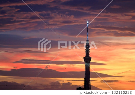 Tokyo Sky Tree and Sunset Sky 132110238