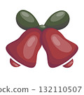 Christmas bells with green bow for holiday decoration 132110507