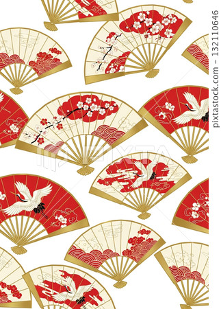 [For postcards] A gorgeous and auspicious fan pattern background 132110646