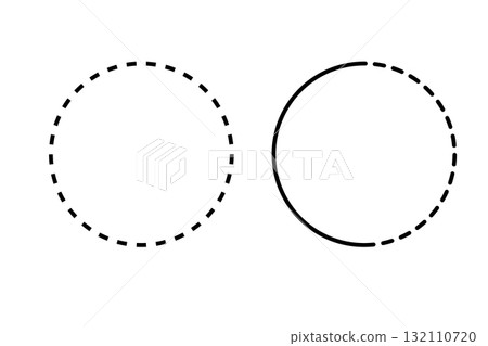 Dashed line circle shapes for design elements. 132110720