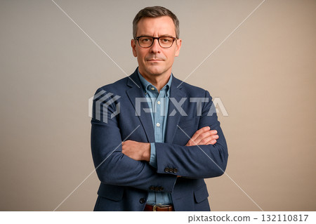 Confident Businessman in Suit with Arms Crossed Confident Businessman in Suit with Arms Crossed 132110817
