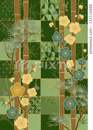[For postcards] Pine, bamboo, and plum background material for celebrations 132110888