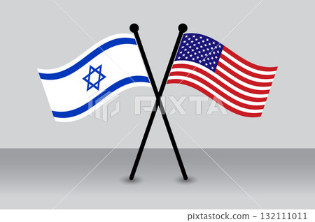 Crossed Israeli and American Flags, Representing International Relations. Crossed Israeli and American Flags, Representing International Relations. 132111011