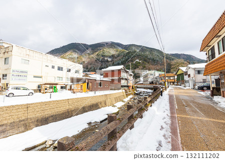 Yubara Onsen town dressed in winter clothes 132111202