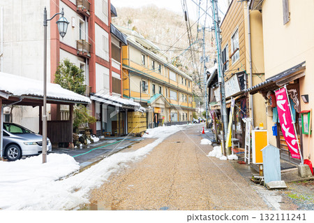 Yubara Onsen town dressed in winter clothes 132111241
