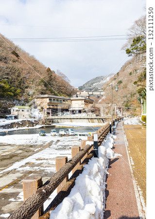 Yubara Onsen town dressed in winter clothes 132111250
