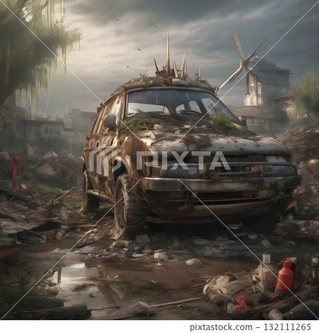 Abandoned Car in Post-Apocalypse 132111265