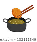 煎鍋和炸丸子水彩手繪向量插圖 132111349
