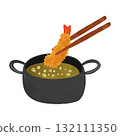 煎鍋和炸蝦水彩手繪向量圖 132111350